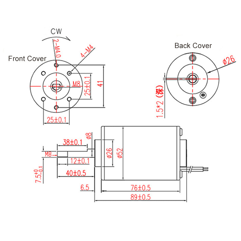 52mm 12 Volt 8000rpm 24V 4000rpm High Speed Dril Brushed DC Motor