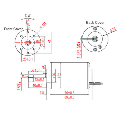 52mm 12 Volt 8000rpm 24V 4000rpm High Speed Dril Brushed DC Motor