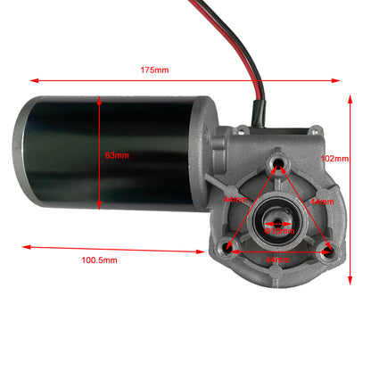 Double Ball Bearing 63mm 12V 24V 36V 48V Forward And Reverse 60kg.cm Electrical 80W 60W Worm Gear Brushed Worm Gear DC Motor