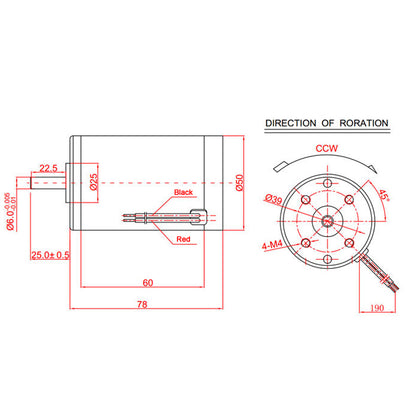 50mm 12V 24V High Speed Electrical Brushed DC Motor
