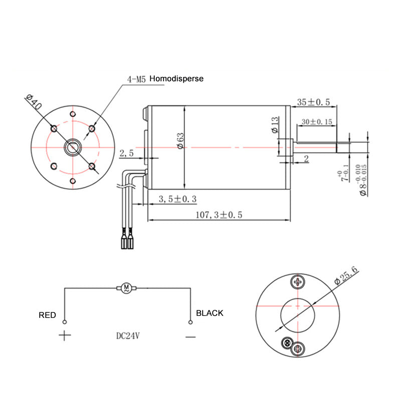 50W 63mm 12V 24V 2000rpm 4000rpm 5000rpm 6000rpm High Speed Electrical Brushed Small DC Motor