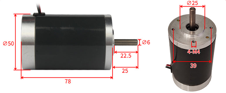 50mm 12V 24V High Speed Electrical Brushed DC Motor