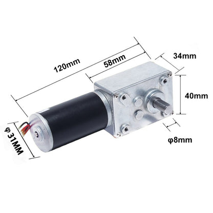 12V 24V Reduction Gear Motor Full Metal Turbine High Torque Low Speed Worm Gearbox DC Motor